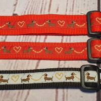 Hundehalsband Halsband "Dackel-Liebe", rot, 29cm-43cm, 2,5cm breit Bild 3