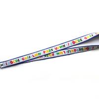 langes Schlüsselband Einschulung ABC Alphabet aus Baumwollstoff in blau mit Webband Geschenk Schultüte Schulanfang Bild 2