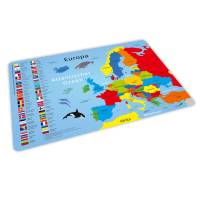 stabiles Vinyl Tischset - Europa mit Flaggen und Hauptstädten Kinder Platzset abwaschbar reißfest farbecht Bild 1