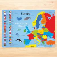 stabiles Vinyl Tischset - Europa mit Flaggen und Hauptstädten Kinder Platzset abwaschbar reißfest farbecht Bild 2