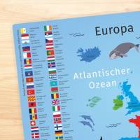 stabiles Vinyl Tischset - Europa mit Flaggen und Hauptstädten Kinder Platzset abwaschbar reißfest farbecht Bild 3