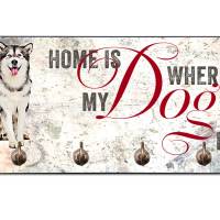 Hundegarderobe HOME IS WHERE MY DOG IS mit Alaskan Malamute Bild 1