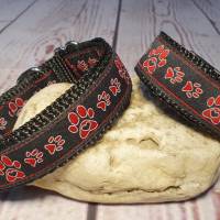 Hundehalsband Halsband "Pfoten-Liebe", rot, 24cm-36cm, 2cm breit Bild 1