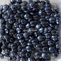 50 Perlenlinsen, Lentils, schwarz hämatit, Loch seitlich Bild 1
