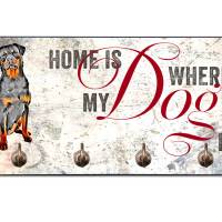 Hundegarderobe HOME IS WHERE MY DOG IS mit Rottweiler Bild 1