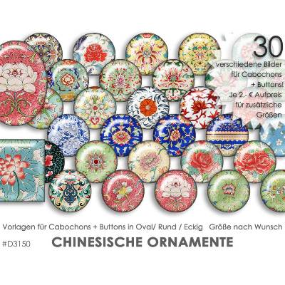 CHINESISCHE ORNAMENTE 30 Cabochonvorlagen Cabochon Vorlagen digital Download Buttonvorlagen Bilder für Schmuck Button