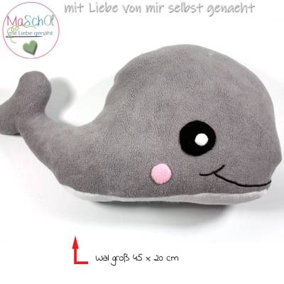 Lieblingskuschelkissen-Schmusetier Wal grau