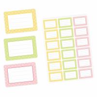 72 Blanko Etiketten Punkte Retro Pastell - gelb grün rosa - 64 x 45 mm - Universaletiketten Haushaltsetiketten Bild 1