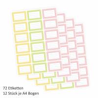 72 Blanko Etiketten Punkte Retro Pastell - gelb grün rosa - 64 x 45 mm - Universaletiketten Haushaltsetiketten Bild 2