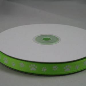 1 m Ribbon Ripsband Tatzen Hunde 10 mm, hellgrün Bild 1