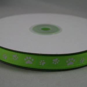 1 m Ribbon Ripsband Tatzen Hunde 10 mm, hellgrün Bild 2