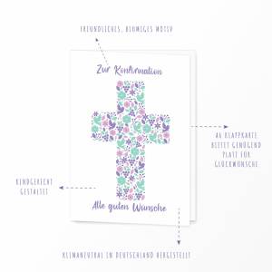 Karte zur Konfirmation, Konfirmationskarte Mädchen zur evangelischen Segnung, Konfi Grußkarte Mädchen Bild 3