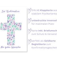 Karte zur Konfirmation, Konfirmationskarte Mädchen zur evangelischen Segnung, Konfi Grußkarte Mädchen Bild 7