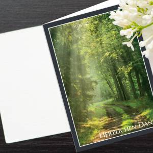 Danksagungskarten Wald, 12 Danke Karten mit Umschlag, Karten mit dezentem Waldweg Motiv, Danke nach Beerdigung Bild 6