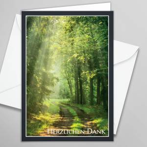 Danksagungskarten Wald, 12 Danke Karten mit Umschlag, Karten mit dezentem Waldweg Motiv, Danke nach Beerdigung Bild 7