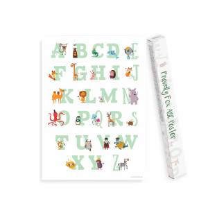 ABC Poster Kinderzimmer, Alphabet der Tiere, Kinderposter Lernposter Alphabet, ABC Geschenk Einschulung Kinder Bild 1