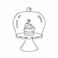 Stickdatei Etagere mit Kirsch-Cupcake in Redwork-Stil Bild 1