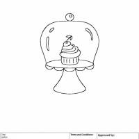Stickdatei Etagere mit Kirsch-Cupcake in Redwork-Stil Bild 2