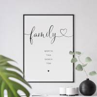 Poster "Family" personalisiert mit Namen für Familien • A5 / A4 / A3 • Geschenk für Hochzeit, Geburt Bild 1