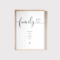 Poster "Family" personalisiert mit Namen für Familien • A5 / A4 / A3 • Geschenk für Hochzeit, Geburt Bild 3