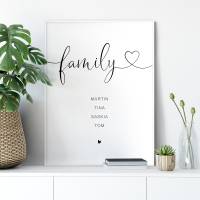 Poster "Family" personalisiert mit Namen für Familien • A5 / A4 / A3 • Geschenk für Hochzeit, Geburt Bild 4