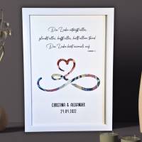 Personalisiertes Hochzeitsgeschenk - Geldgeschenk zur Hochzeit - Geschenk Bilderrahmen Die Liebe hört niemals auf - Deko Bild 1
