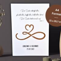 Personalisiertes Hochzeitsgeschenk - Geldgeschenk zur Hochzeit - Geschenk Bilderrahmen Die Liebe hört niemals auf - Deko Bild 3
