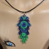 ►2021-q-0018◄ Halskette / Collier mit Quillinganhänger und passenden Ohrringen in Blau/Grün Bild 5