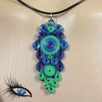 ►2021-q-0018◄ Halskette / Collier mit Quillinganhänger und passenden Ohrringen in Blau/Grün Bild 6