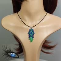 ►2021-q-0018◄ Halskette / Collier mit Quillinganhänger und passenden Ohrringen in Blau/Grün Bild 7