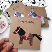 Grusskarte Pferd, Glückwunschkarte, Karte handgemacht Geburtstag Pferdekarte  Klappkarte Kinder Weihnachtskarte Bild 1