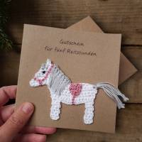 Grusskarte Pferd, Glückwunschkarte, Karte handgemacht Geburtstag Pferdekarte  Klappkarte Kinder Weihnachtskarte Bild 4