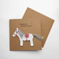 Grusskarte Pferd, Glückwunschkarte, Karte handgemacht Geburtstag Pferdekarte  Klappkarte Kinder Weihnachtskarte Bild 5
