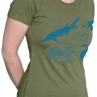 Fische, Bio Frauen T-Shirt. Siebdruck handbedruckt. Bild 1