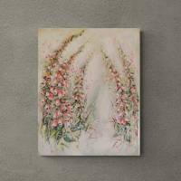 FINGERHÜTE IM MORGENTAU - schickes Blumenbild mit Glitter und Strukturpaste 40cmx50cm Bild 1