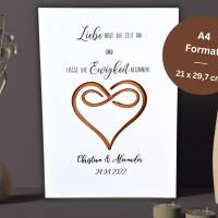 Personalisiertes Geldgeschenk zur Hochzeit - Hochzeitsgeschenk Liebe hält die Zeit an Bilderrahmen - Infinity Herz Bild 3