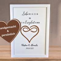 Personalisiertes Geldgeschenk zur Hochzeit - Hochzeitsgeschenk Liebe hält die Zeit an Bilderrahmen - Infinity Herz Bild 7