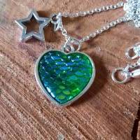 Halskette Drachenschuppen , grün-blau Bild 2