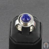 blauer Lapis Lazuli Ring rund Silber verstellbare Ringschiene Bild 3