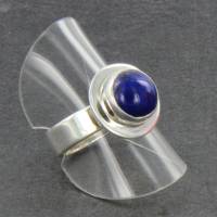 blauer Lapis Lazuli Ring rund Silber verstellbare Ringschiene Bild 4