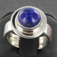 blauer Lapis Lazuli Ring rund Silber verstellbare Ringschiene Bild 7