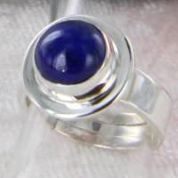 blauer Lapis Lazuli Ring rund Silber verstellbare Ringschiene Bild 8