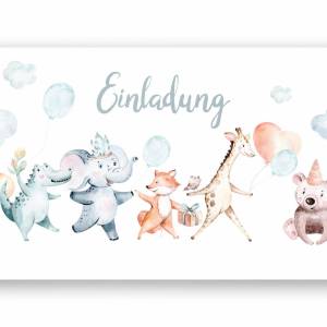 Teddy Tiere Einladung Karte, 12 Einladungskarten Kindergeburtstag mit Umschlag, Set Einladung Tiere Freunde Geburtstagse Bild 1
