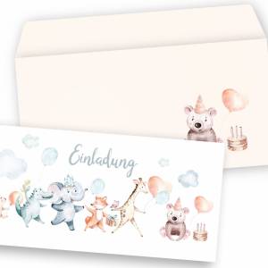 Teddy Tiere Einladung Karte, 12 Einladungskarten Kindergeburtstag mit Umschlag, Set Einladung Tiere Freunde Geburtstagse Bild 8