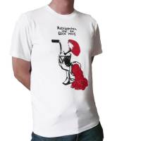 Rotkäppchen und der Böse Wolf, Bio T-Shirt Männer, Gr. XL, zweifarbiger Handsiebdruck. Bild 1