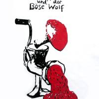 Rotkäppchen und der Böse Wolf, Bio T-Shirt Männer, Gr. XL, zweifarbiger Handsiebdruck. Bild 3