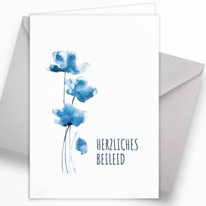 Beileidskarten Trauerkarten mit Aquarell Blumen Motiv, 4 große Kondolenzkarten (A5) mit grauem Umschlag Bild 3