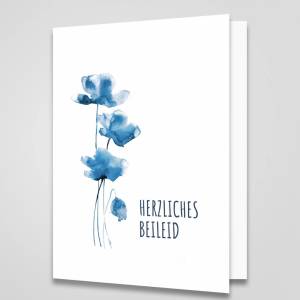 Beileidskarten Trauerkarten mit Aquarell Blumen Motiv, 4 große Kondolenzkarten (A5) mit grauem Umschlag Bild 5
