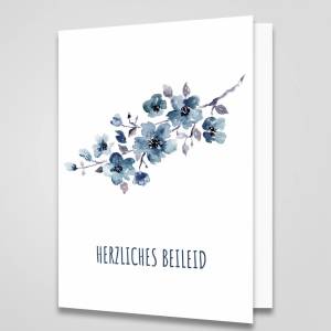 Beileidskarten Trauerkarten mit Aquarell Blumen Motiv, 4 große Kondolenzkarten (A5) mit grauem Umschlag Bild 6