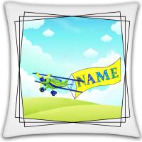 Kissen mit Name / Kissenbezug mit Füllung / satiniert oder kuschlig auch mit farbiger Rückseite / Flugzeug Flieger Bild 2
